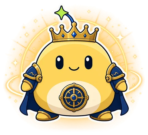 aurumaw: the gold crowned gambomon in navy armour and a cape.