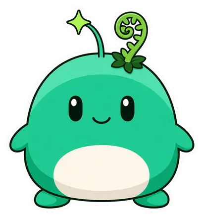 fernwhit: a green gambomon with a curled fern sprout.