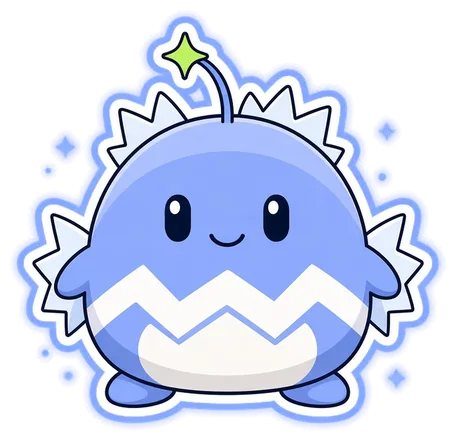 neonarch: a periwinkle gambomon with a spiky white frill and zigzag belly.